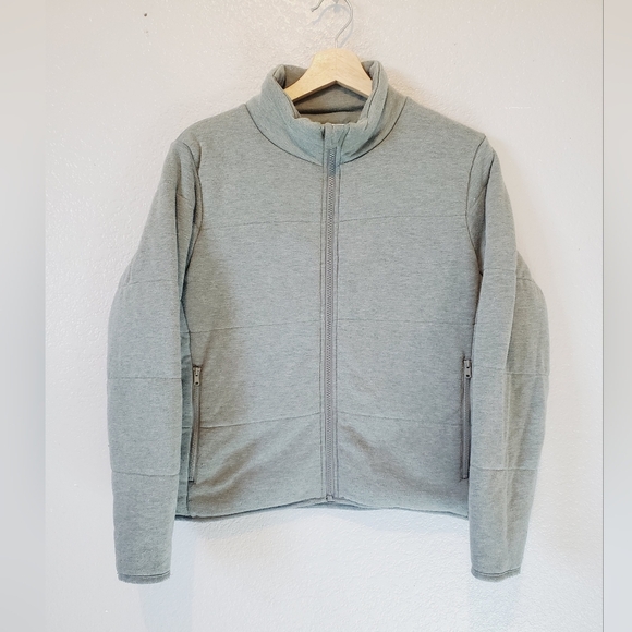 💚5/$25 Three Dots Quilted Knit Bomber Jacket in Heathered Thyme Size Small - Picture 2 of 6